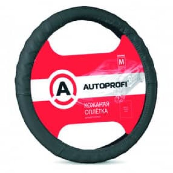 Оплетка на Руль AUTOPROFI AP-300 BK (M) Кожа